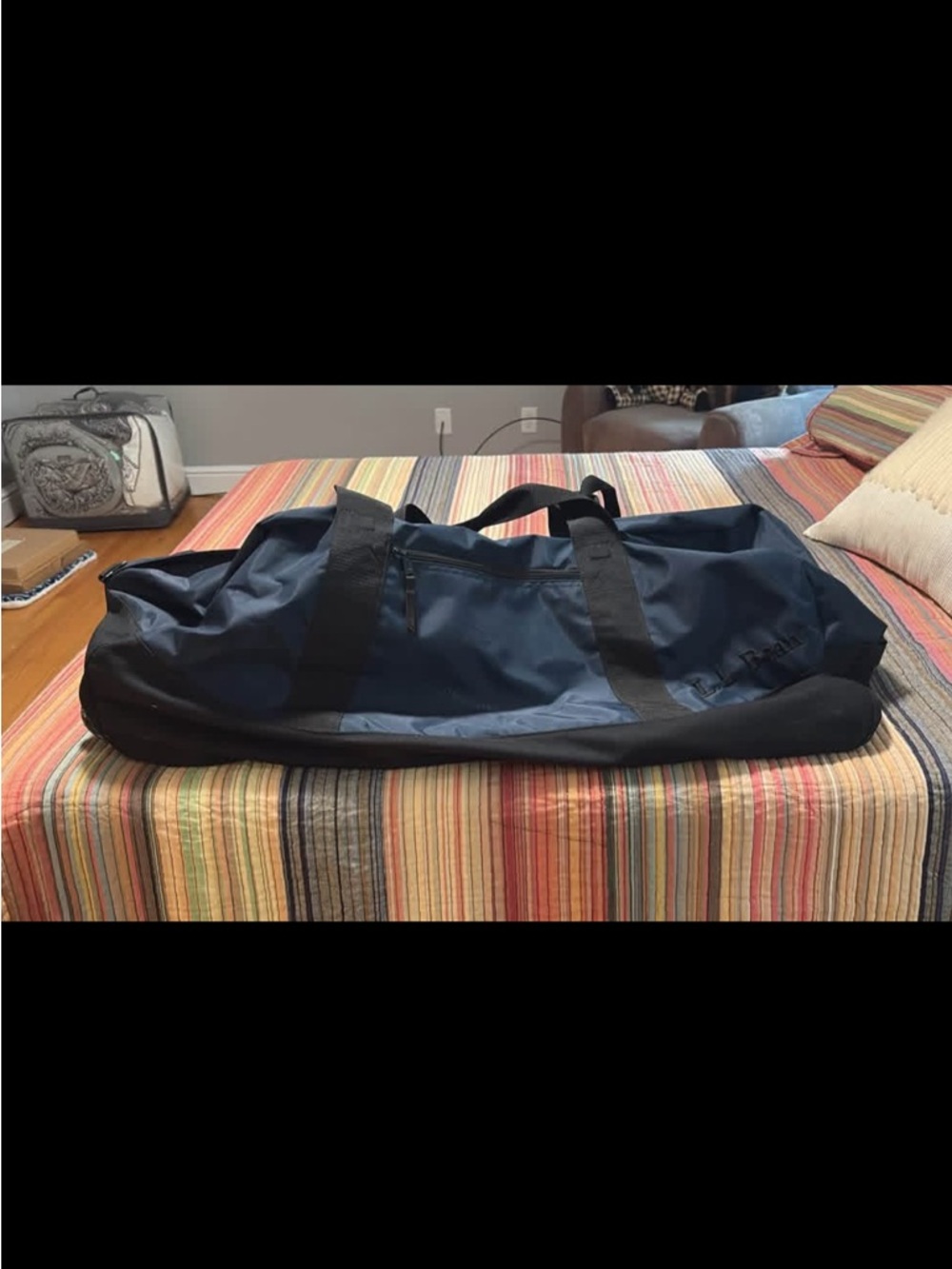 Navy Blue Large Duffel Bag with Shoulder Straps